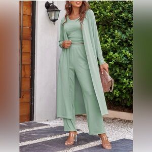 NEW! EKOUAER Women’s Sage Green 3-Piece Lounge Set - Brand
